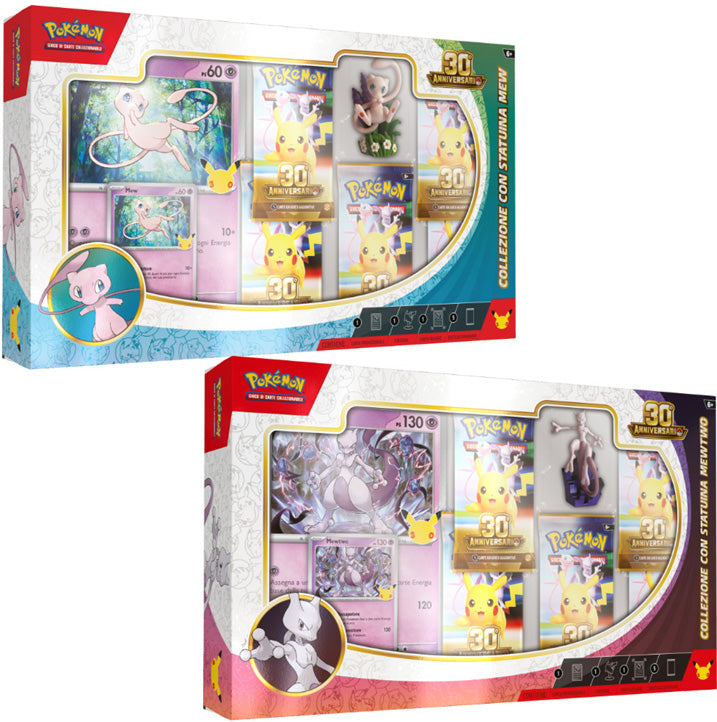 Carte Pokemon 30th - Collezione con Statuina Mew e Mewtwo